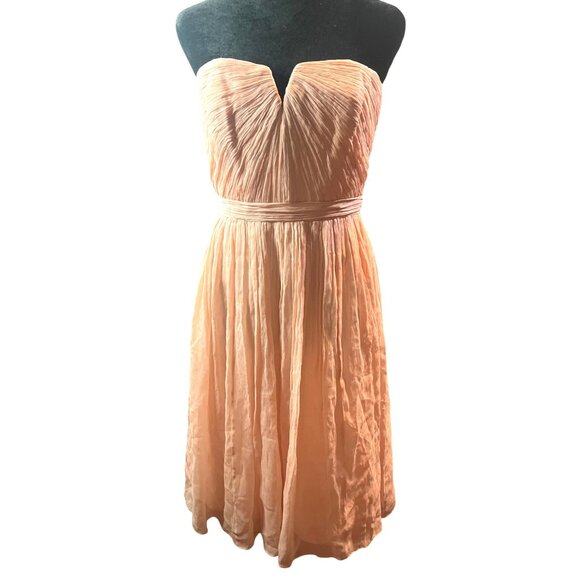 J. Crew Nadia Bridesmaid Pink Strapless Dress Size 2 100% Silk Bodice Lining NWT - Picture 3 of 14